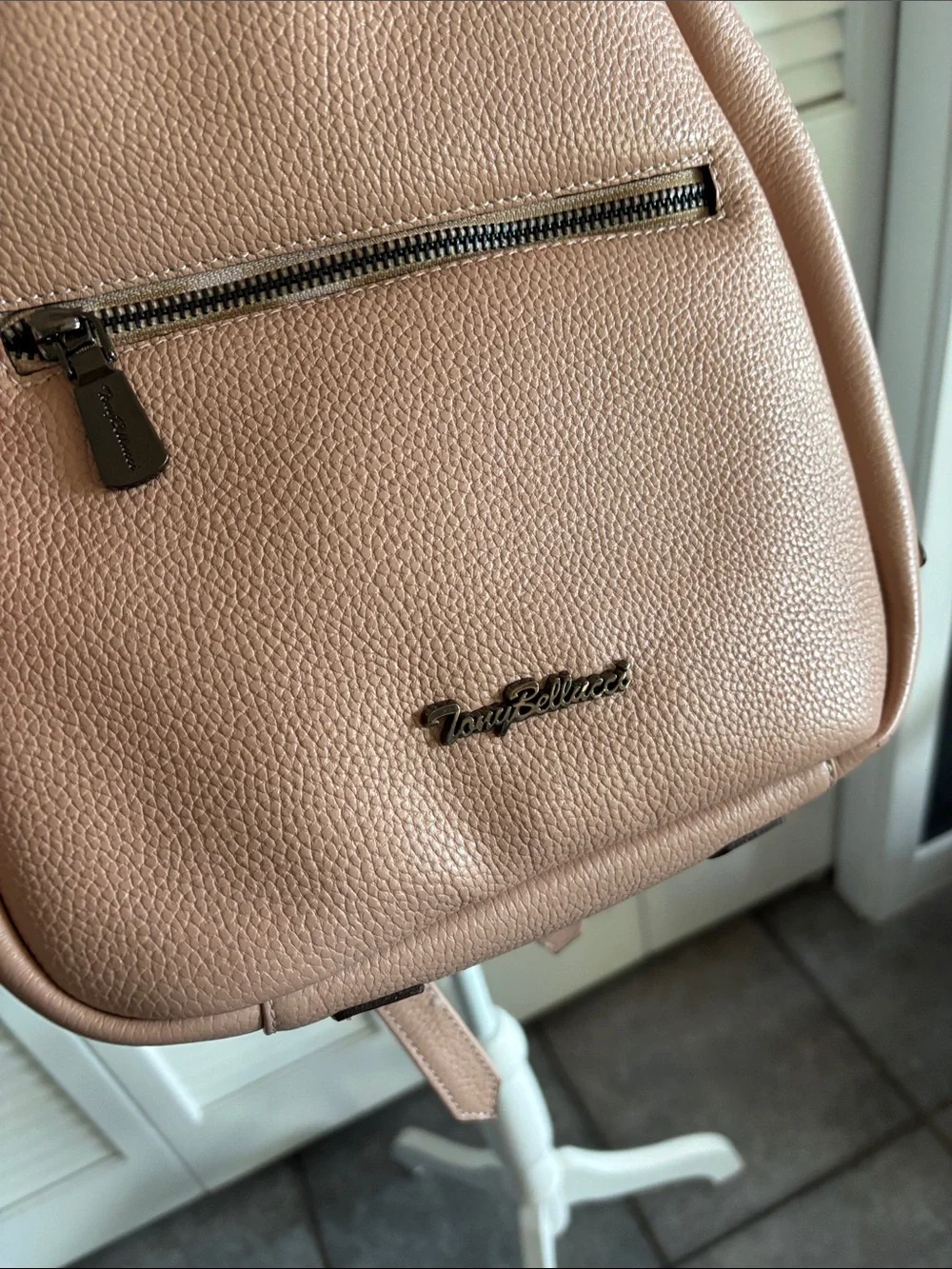 Tony Bellucci Blush Pink Pebbled Backpack Bag Purse Travel 10 x 9.5 x 2.5